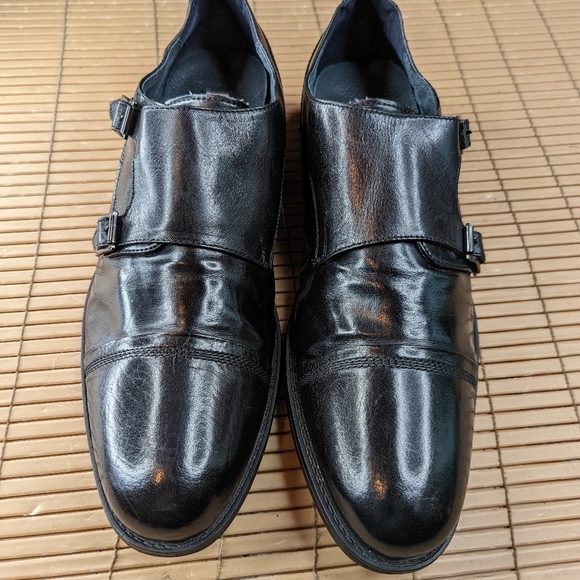 Steve Madden Mens Black Leather Double Monk Strap Cap toe Oxford Dress Shoes Si - Picture 3 of 10